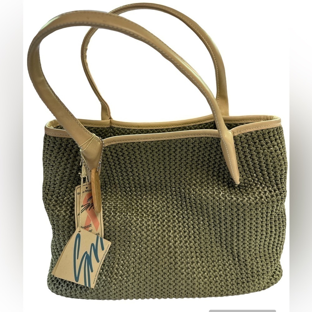 Stone Mountain Shoulder Handbag Purse Sage w/Cream Trim NWT